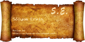 Sólyom Ervin névjegykártya